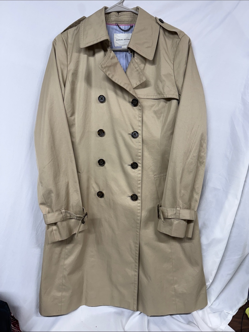 Banana Republic Double-Breasted Khaki Trench Coat